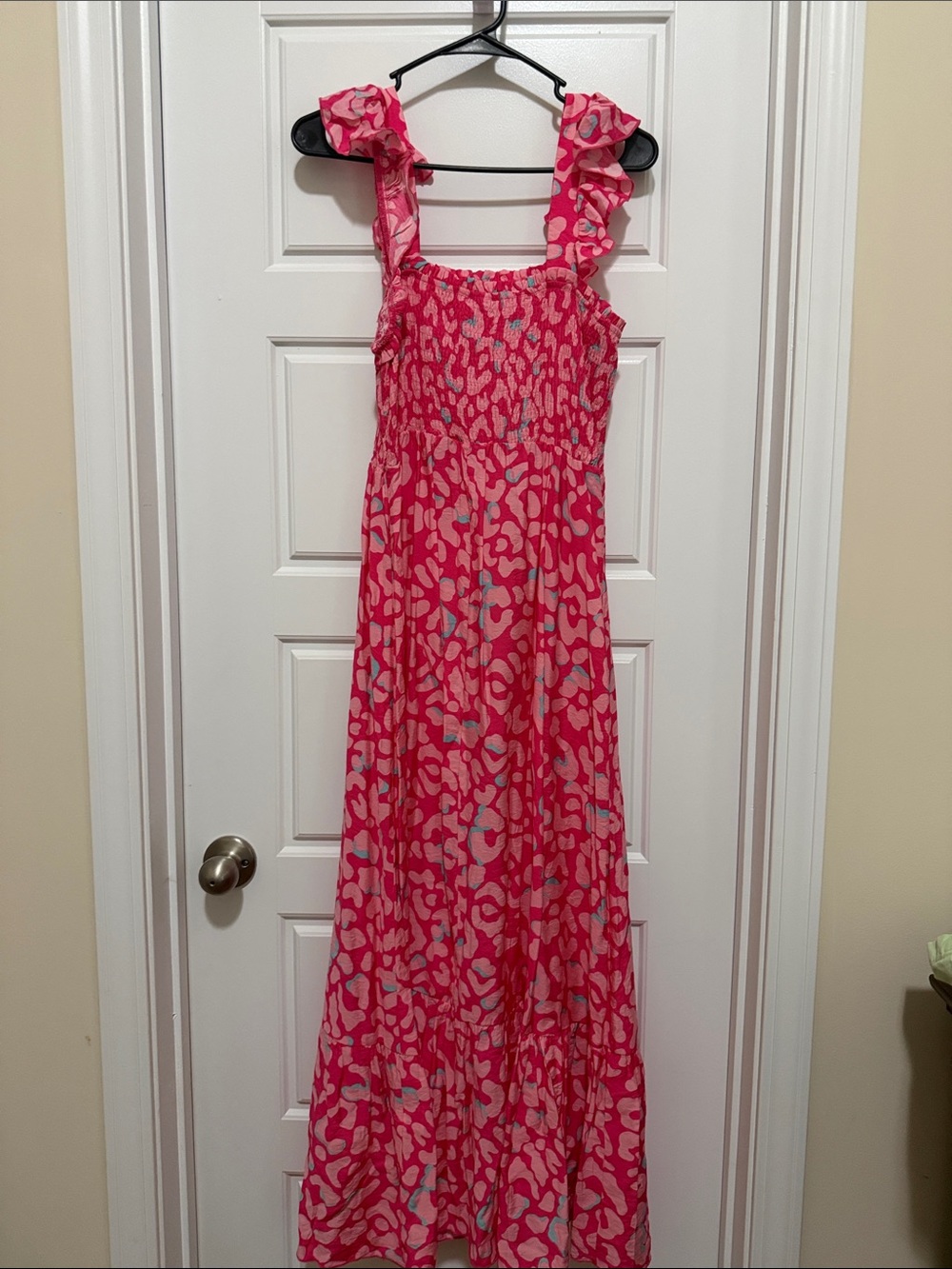 Source Unknown Pink Patterned Ruffle-Strap Maxi Dress - Picture 3 of 3